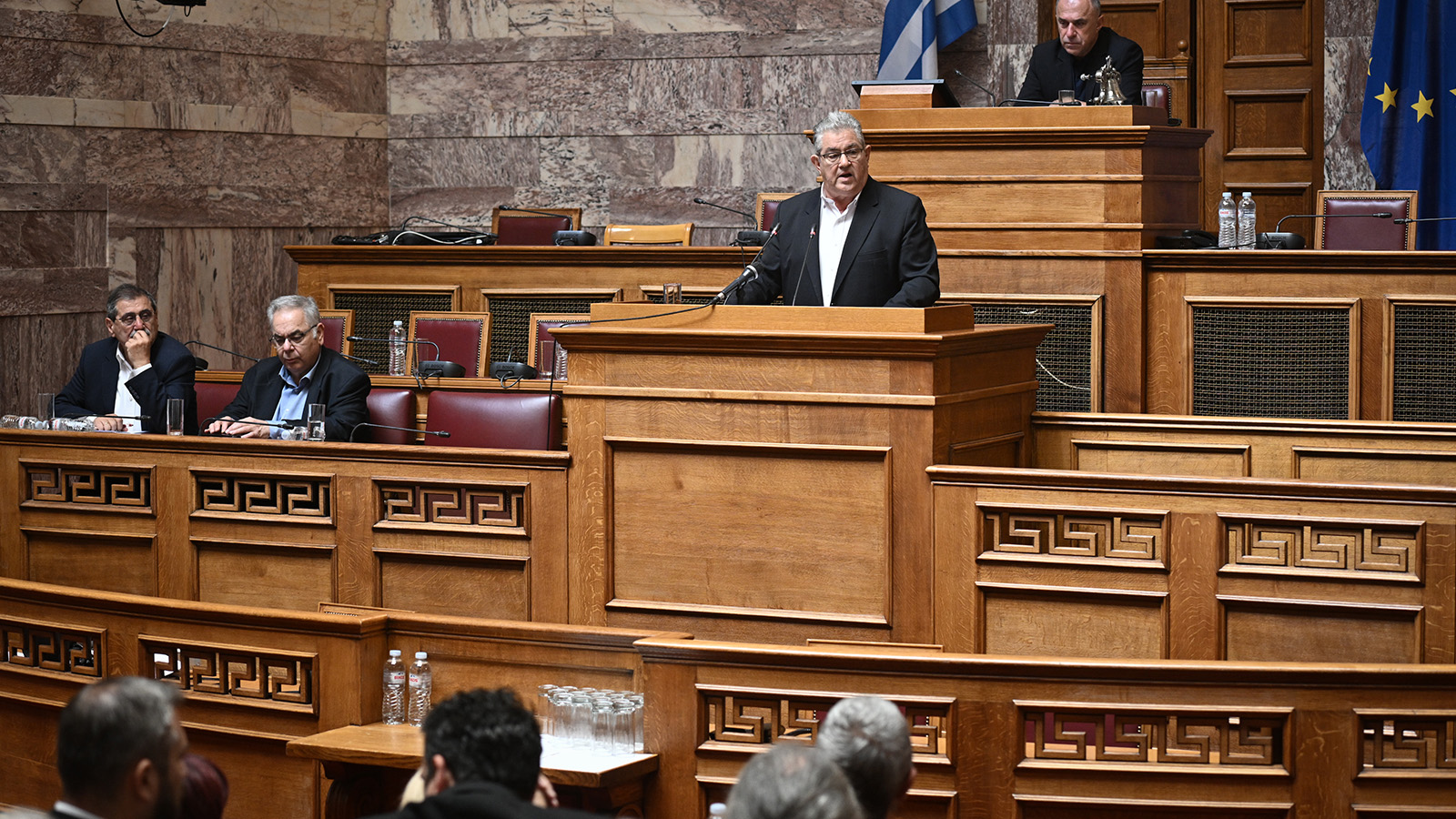 Ο ΓΓ της ΚΕ του ΚΚΕ Δημήτρης Κουτσούμπας μίλησε στην εκδήλωση της Κεντρικής Επιτροπής και της Κοινοβουλευτικής Ομάδας του ΚΚΕ, με θέμα «Οι θέσεις του ΚΚΕ για την αντιπυρική προστασία», στην Αίθουσα Γερουσίας της Βουλής / 29-04-2026