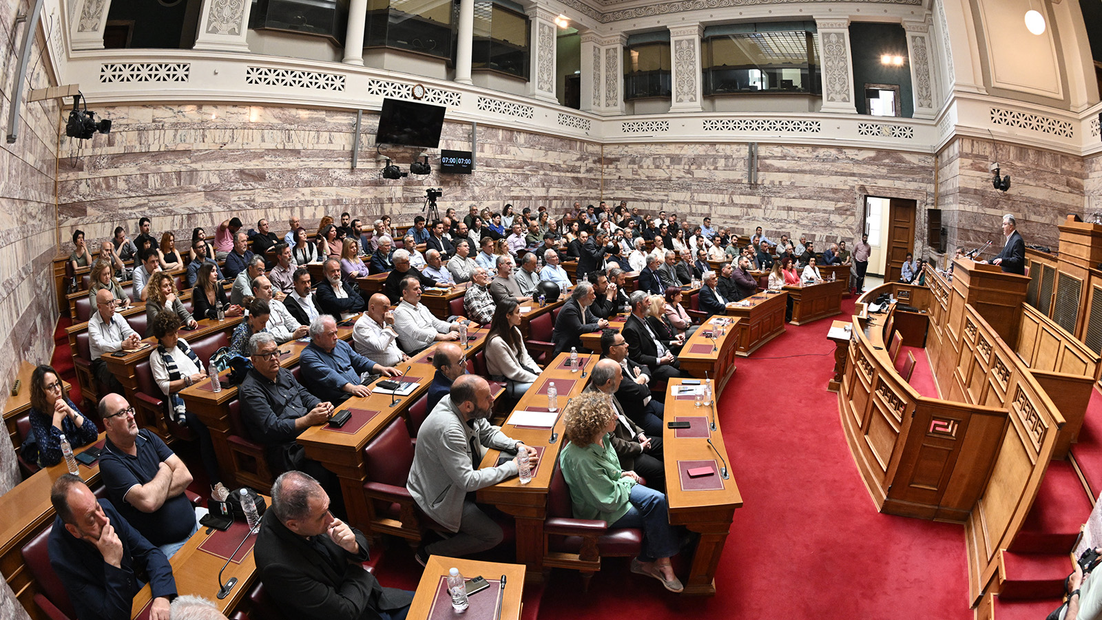 Ο ΓΓ της ΚΕ του ΚΚΕ Δημήτρης Κουτσούμπας μίλησε στην εκδήλωση της Κεντρικής Επιτροπής και της Κοινοβουλευτικής Ομάδας του ΚΚΕ, με θέμα «Οι θέσεις του ΚΚΕ για την αντιπυρική προστασία», στην Αίθουσα Γερουσίας της Βουλής / 29-04-2026