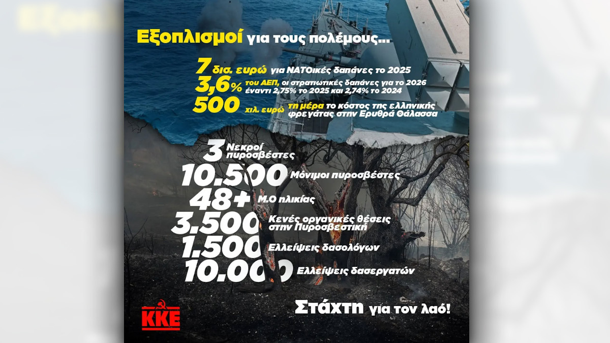 ΚΚΕ: Οι φωτιές δεν αποκαλύπτουν μόνο ελλείψεις, αλλά και τις προτεραιότητες του αστικού κράτους